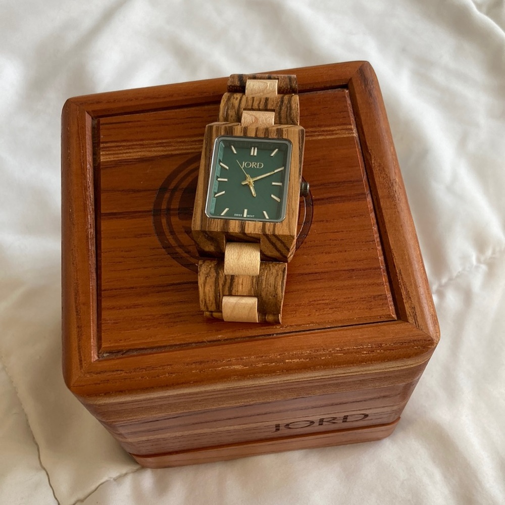 Teal Rectangle JORD Wooden Watch